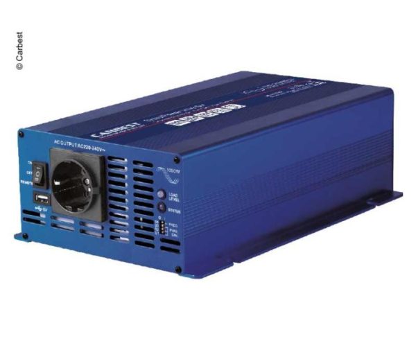 Carbest täysmodioitu siniaalto invertteri 12/230V 1000W USB-0