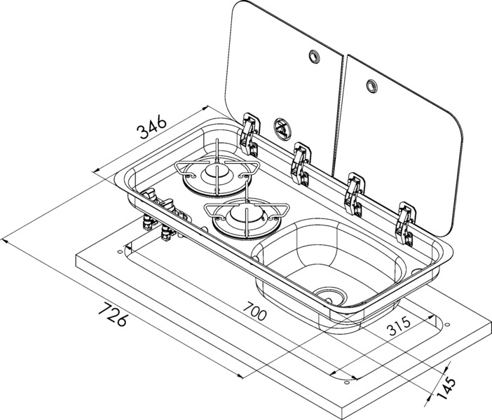 Carbest liesi-allas 726x346mm oikea - Image 2