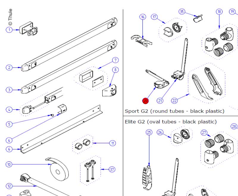 Thule pyörätason lukitsinpari Sport G2 Elite Van XT (pysty) - Image 2